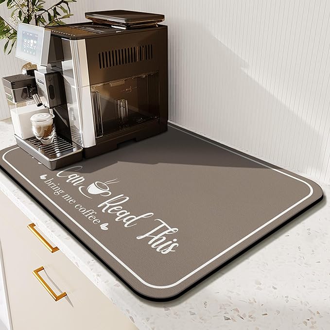Coffee Bar Mat for Countertops 19inx12in, Absorbent Hide Stain Anti-Slip Cafe - Image 2