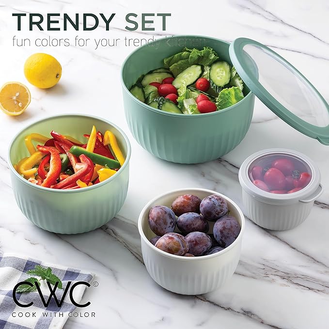COOK WITH COLOR Prep Bowls with Lids- Wide and Deep Nesting Plastic Small - Image 6