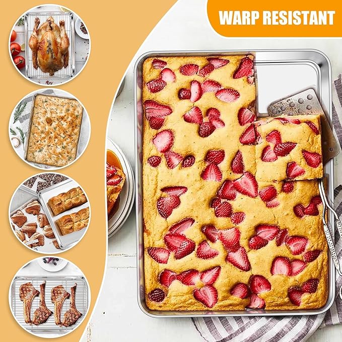Homikit Baking Half Sheet with Rack, Metal Bacon Tray with Wire Cooling Rack - Image 9