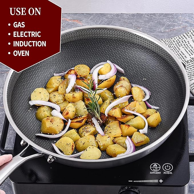 LOLYKITCH 6 QT Tri-Ply Stainless Steel Non Stick Sauté Pan - Image 3