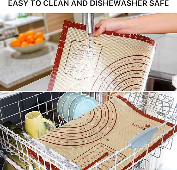 2 Pack Non Stick 26''x16'' Extra Large Thick Silicone Pastry Mat and 16''x11'' - Image 6