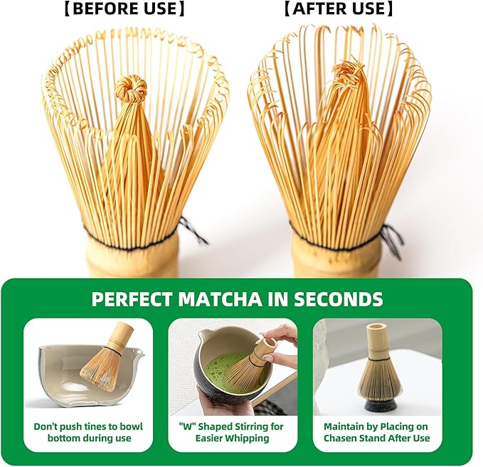 TEANAGOO Matcha Whisk Set, 6-PCS Traditional Starter Set, 100 Prongs Whisk - Image 5