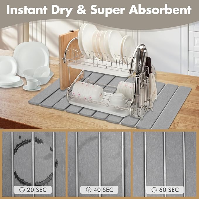 Large Stone Dish Drying Mat for Kitchen Counter, Eco-friendly, Instant Drying - Image 5