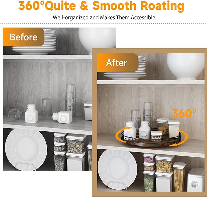 Farmhouse Oak 12" Lazy Susan Turntable Organizer - Image 3