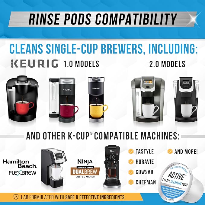 ACTIVE Dishwasher Detergent Booster and K-Cup Compatible Cleaning Pods - Includes 32oz Dish Detergent Booster and 12pk Keurig Compatible Cleaning Pods