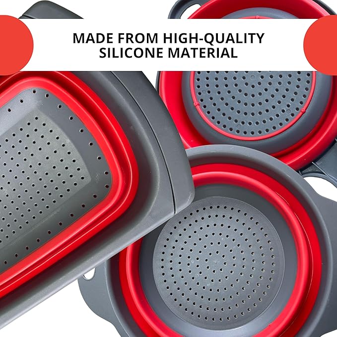 Set of 3 Red Food Strainer for Kitchen - Image 3