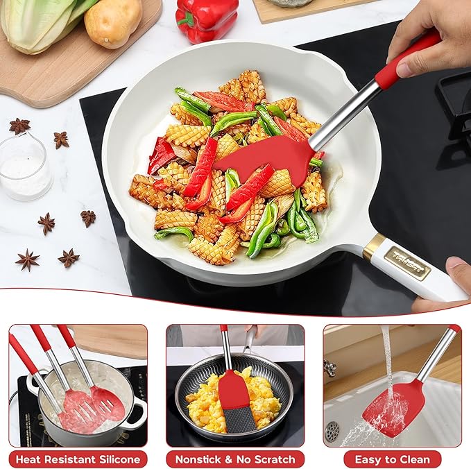 Onader 15 Pcs Silicone Cooking Utensils Set, Large Kitchen Gadgets Tools - Image 4