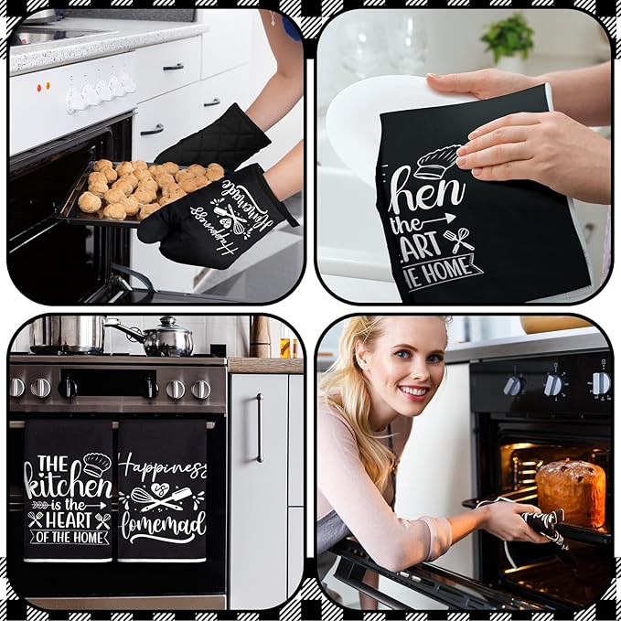 Sratte 6 Pcs Kitchen Decor Accessories Set Farmhouse Towels Pot Holders Oven - Image 4