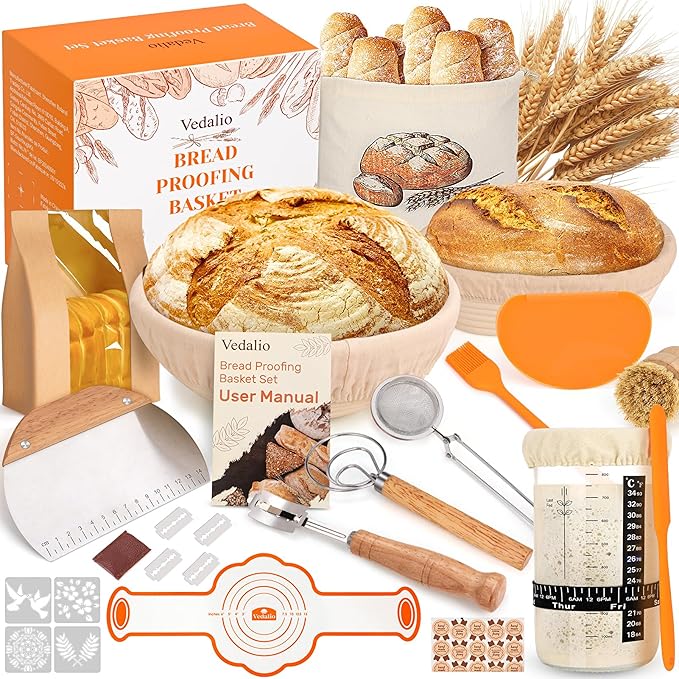 Sourdough Bread Baking Supplies, Sourdough Starter Kit, Bread Proofing Basket by Unknown