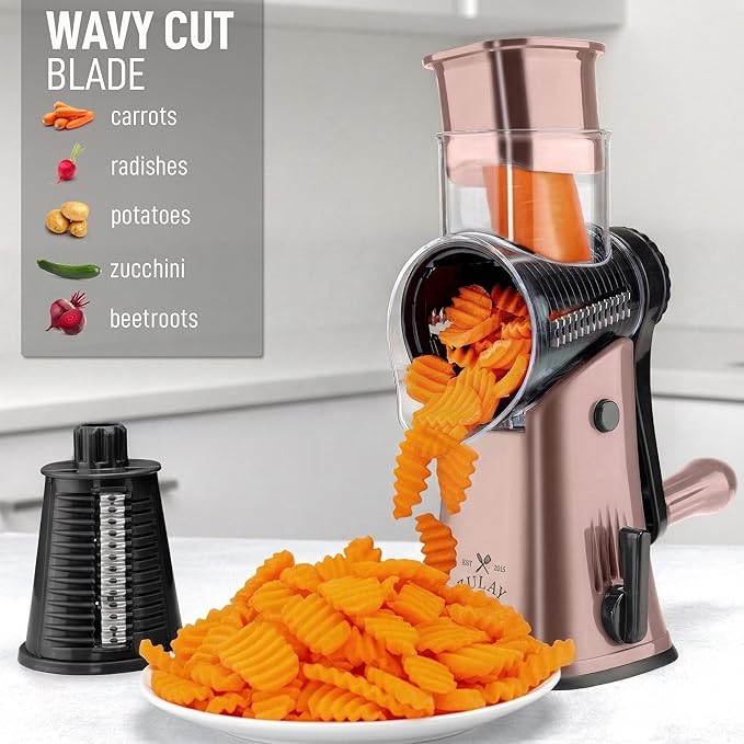 Zulay Kitchen Rotary Cheese Grater 5 Blade Cheese Shredder - Image 4