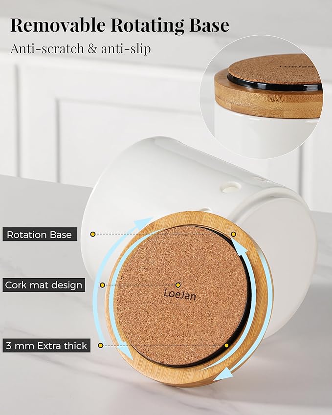 LoeJan 7.3“ 360° Rotating Ceramic Utensil Holder - Image 4