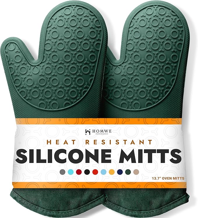 BPA-Free Silicone Oven Mitts Ultra Heat Resistant up to 500°F by HOMWE