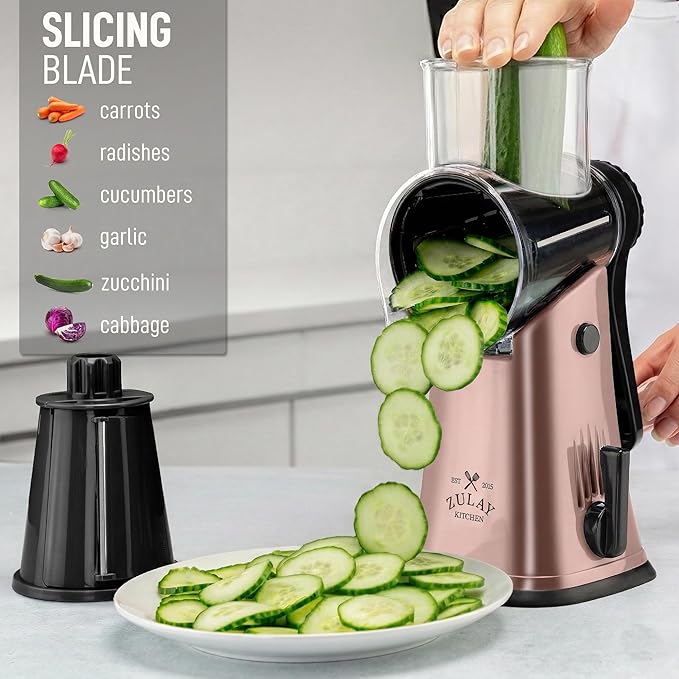 Zulay Kitchen Rotary Cheese Grater 5 Blade Cheese Shredder - Image 5