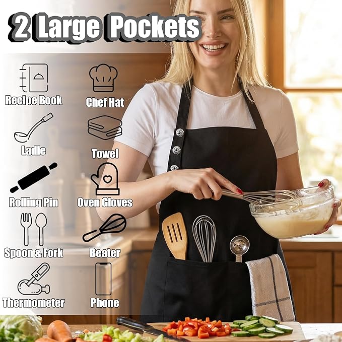 TOSHE Kitchen Apron Waterdrop Resistant Cotton Apron - Image 2