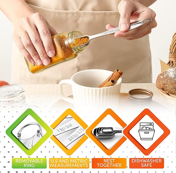 Spring Chef Stainless Steel Measuring Spoons Set of 6 - Image 6