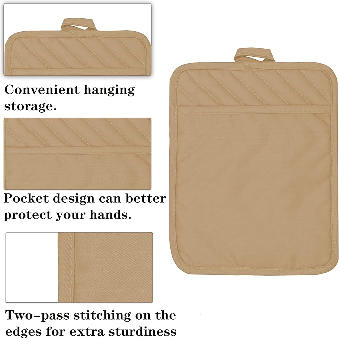 Oven Pot Holder with Pocket Cotton Heat Resistant Coaster Potholder Kitchen Hot - Image 3