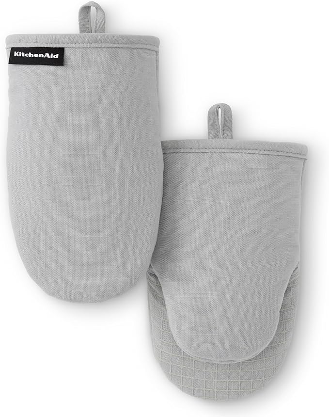 KITCHENAID Gourmet Series Gridlines Mini Oven Mitts 2-Pack Set, Heat Resistant by KitchenAid