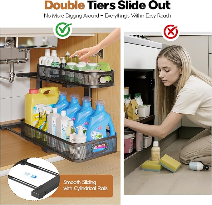 2 Pack 19.3IN-Depth Under Sink Organizer - Image 3