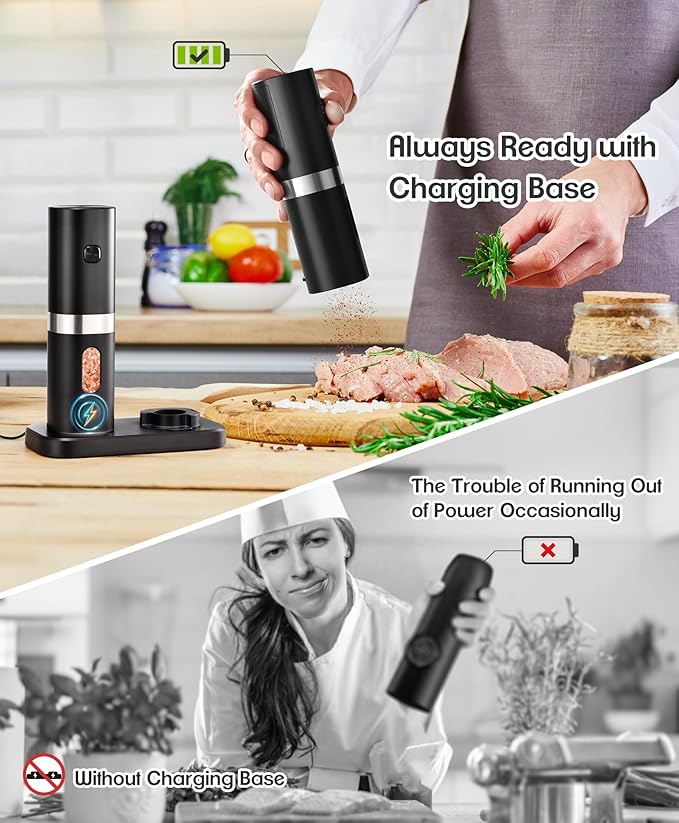 Electric Salt and Pepper Grinder Set, New Rechargeable Salt and Pepper Mill - Image 6
