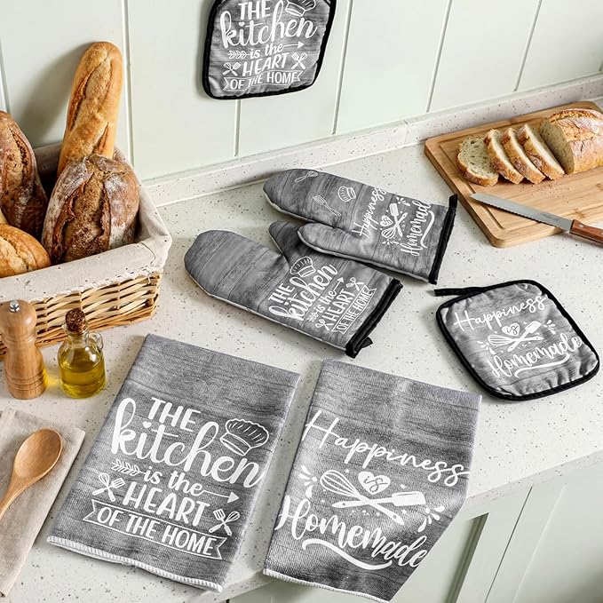 Sratte 6 Pcs Kitchen Decor Accessories Set Farmhouse Towels Pot Holders Oven - Image 3
