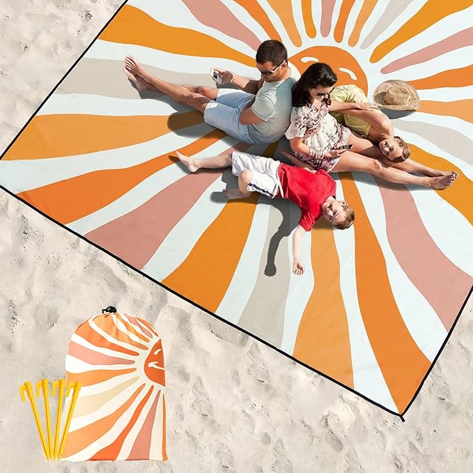 WIWIGO Beach Blanket Waterproof Sandproof Beach Mat 79" X 83"/10'x9'for 2-8 - Image 6