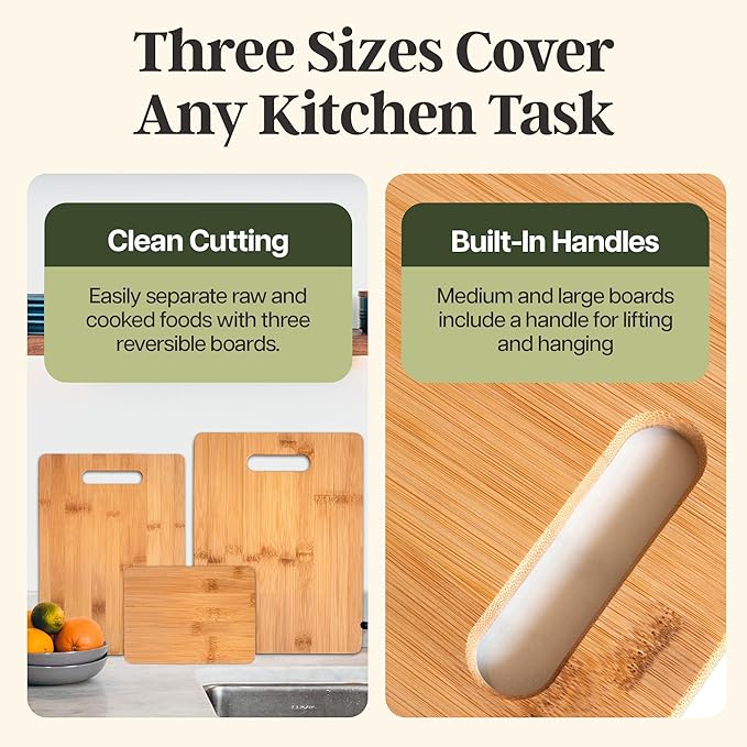 Totally Bamboo 3-Piece Cutting Board Set, Bamboo Wood Cutting Boards - Image 2
