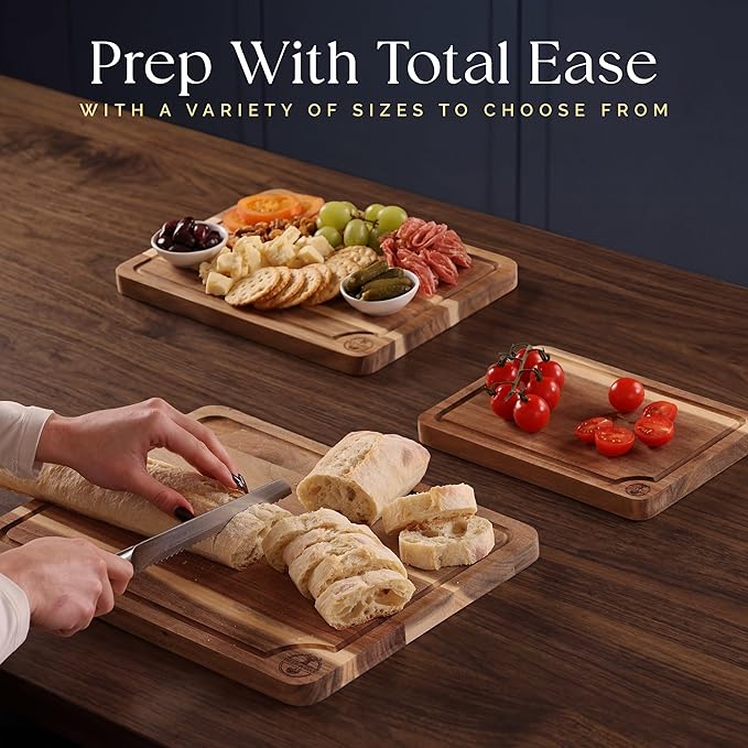 Pre-Oiled, Non Toxic 3-Piece Acacia Cutting Board Set - Image 3