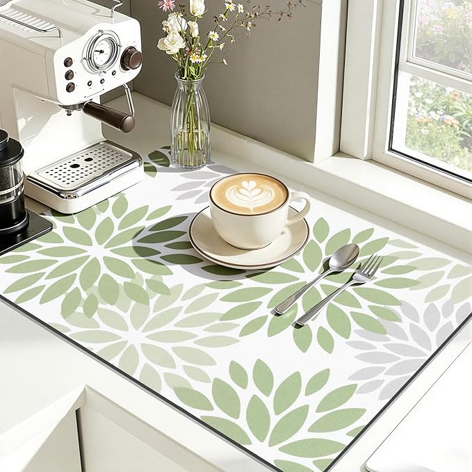 Findosom Floral Dish Drying Mat, Cuttable Drying Mat - Image 6