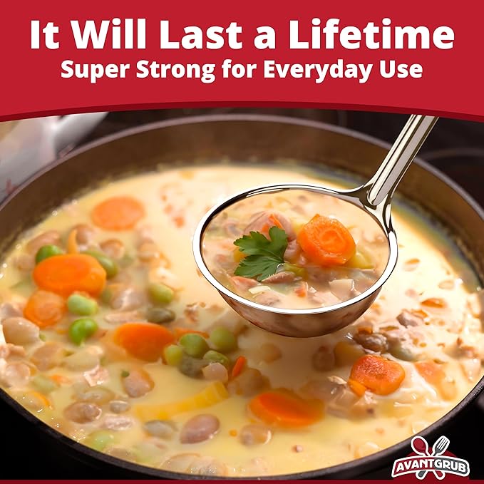 Super Sturdy, Ergonomic 2 Oz. Soup Ladle 3 Pk. Stainless Steel Ladles - Image 3
