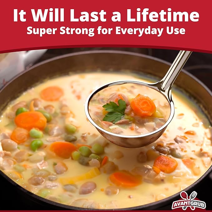 Super Sturdy, Ergonomic 8 Oz. Soup Ladle 1 Pk. Stainless Steel Ladles - Image 3