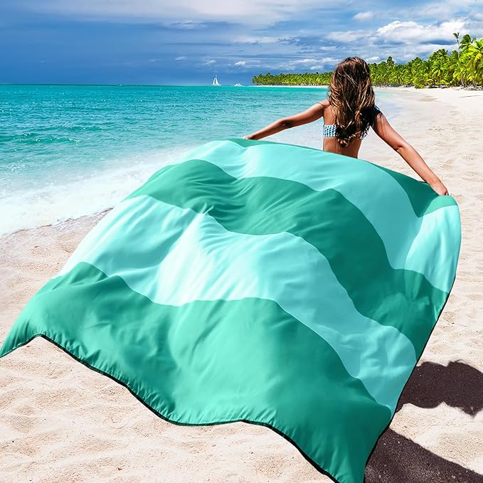 WIWIGO Beach Blanket Waterproof Sandproof Beach Mat 79" X 83"/10'x9'for 2-8 - Image 3
