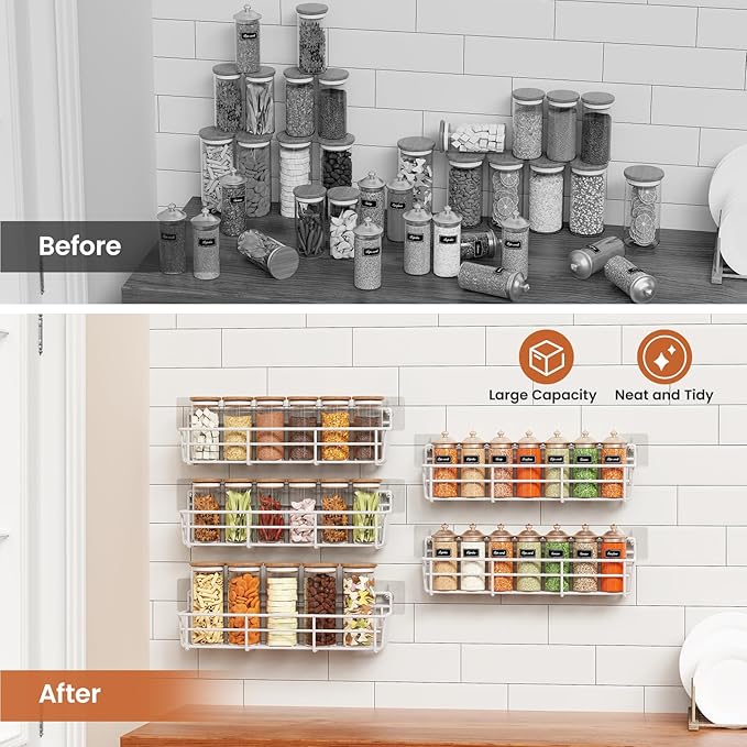 Mystozer 5 Pack Spice Rack Seasoning Organizer Wall Mount, Kitchen Organization - Image 5