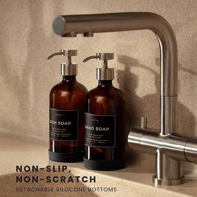 Hand and Dish Soap Dispenser for Kitchen and Bathroom, Stainless Steel Pumps - Image 2