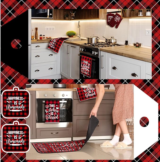 Fourluoo 10 Pcs Farmhouse Kitchen Decor and Accessories Set 4 Kitchen Towels 2 - Image 4