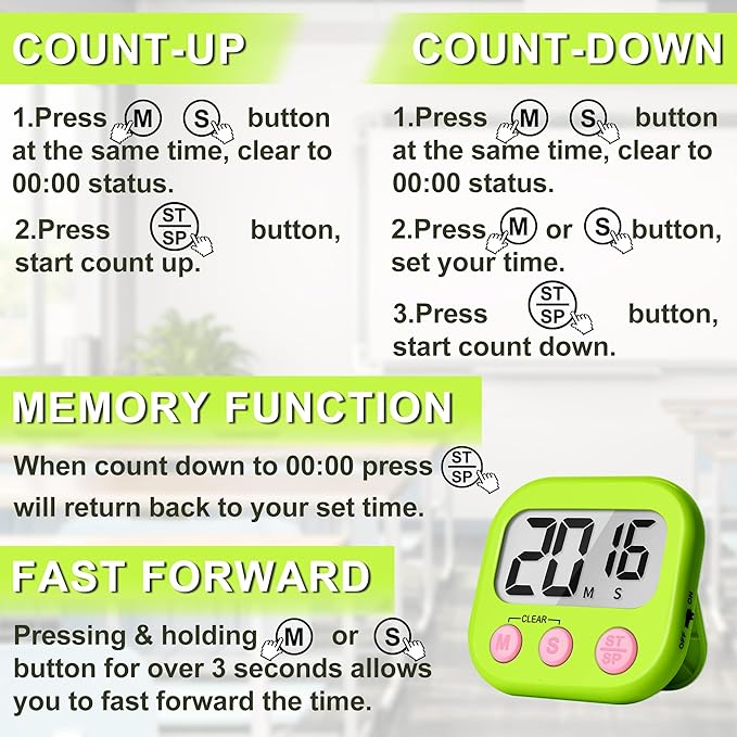 ZILLEEN Classroom Timer for Kids Teachers 12 Pack Digital Tmers - Image 8
