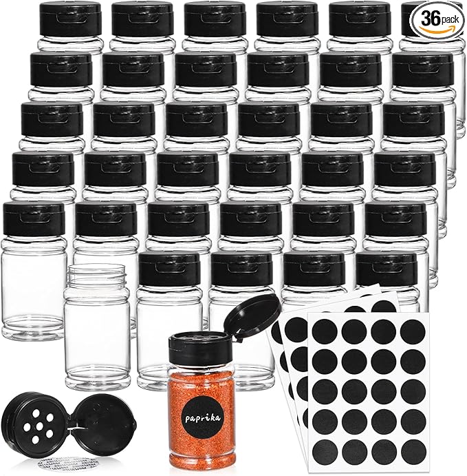 Tosnail 36 Pack 2.7 Oz Small Plastic Spice Bottles by Tosnail
