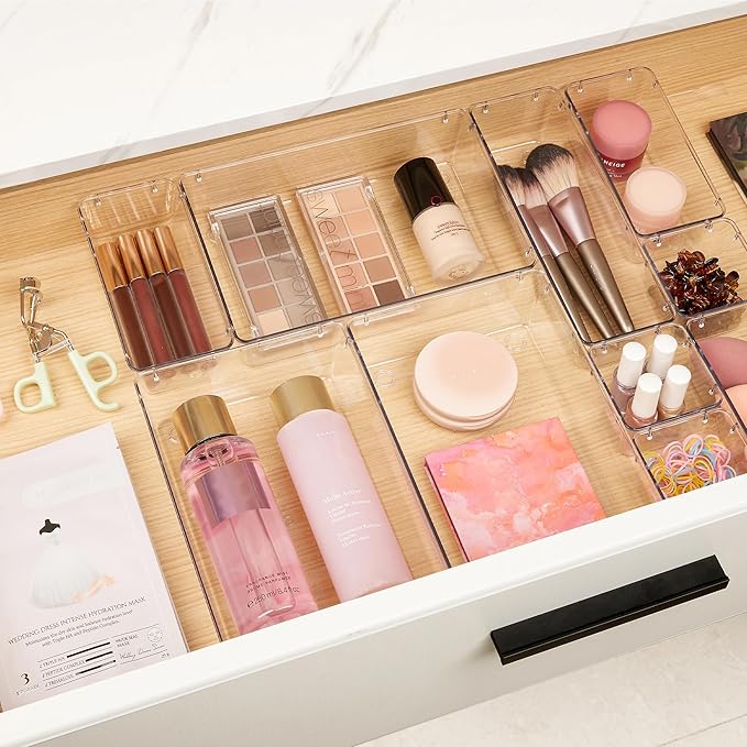 Vtopmart 10 Pcs Makeup Drawer Organizer Bins Set, 4 Size Plastic Makeup and - Image 3