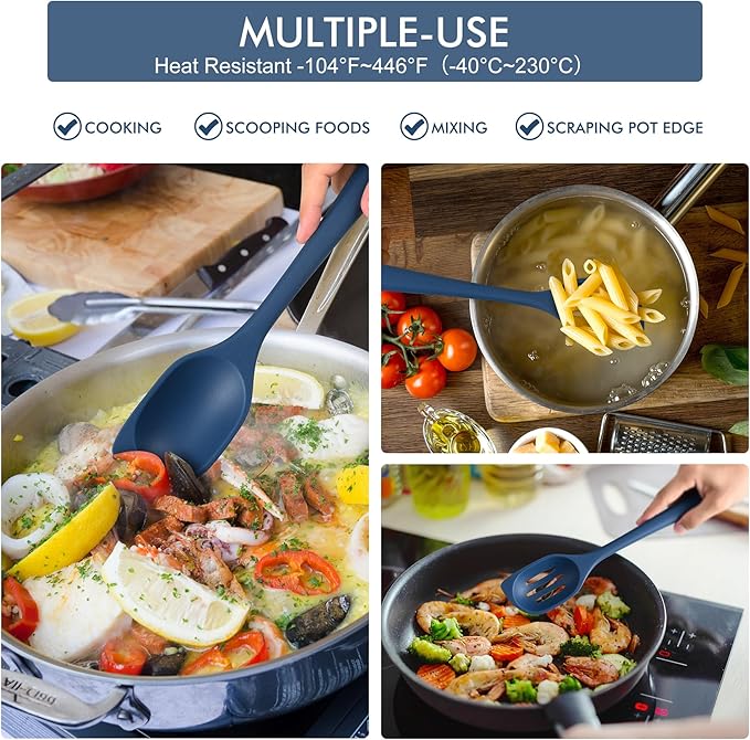 HOTEC 446°F Heat Resistant Silicone Cooking Spoon Spatula, BPA Free Large - Image 6