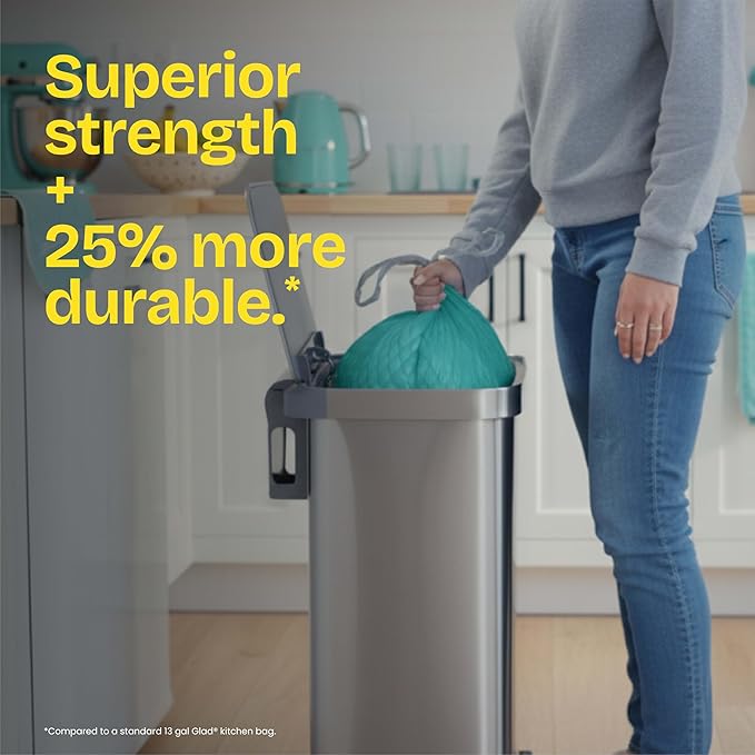 Glad ForceFlex MaxStrength Kitchen Trash Bags, 13 Gal, Bahama Bliss Febreze - Image 6