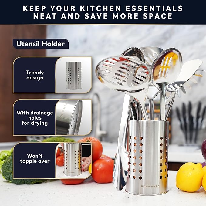 Home Hero Stainless Steel Kitchen Utensils Set - Image 6