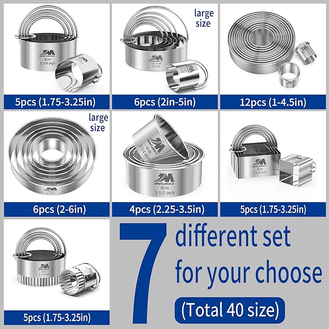 Square Biscuit Cutter Set 1.75inch 2inch 2.25inch 2.75inch 3.25inch, Stainless - Image 2