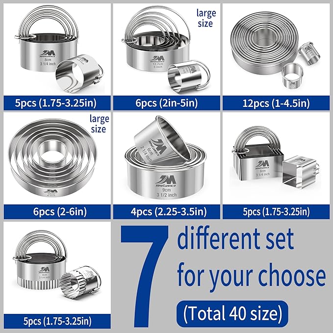 Fluted cookie cutter Set 1.75inch 2inch 2.25inch 2.75inch 3.25inch, Stainless - Image 2
