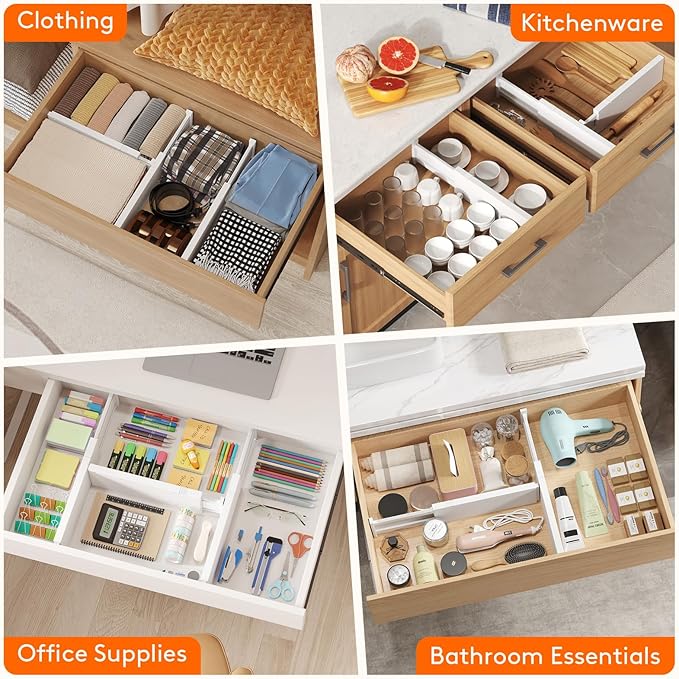 Lifewit 8 Pack 4" High Drawer Dividers 34-56cm/13.5-22" Adjustable Drawer - Image 8