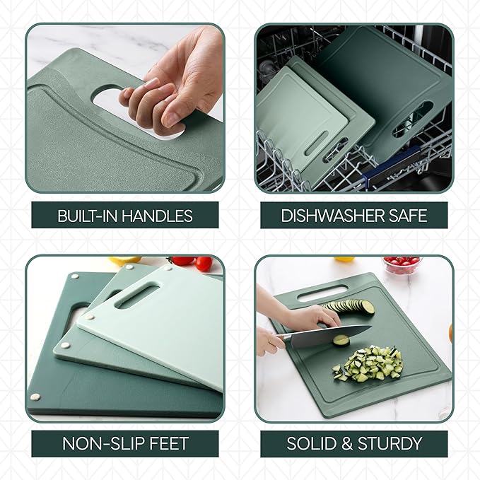 COOK WITH COLOR Non-Slip Cutting Board Set – Kitchen Essentials with Easy Grip - Image 4