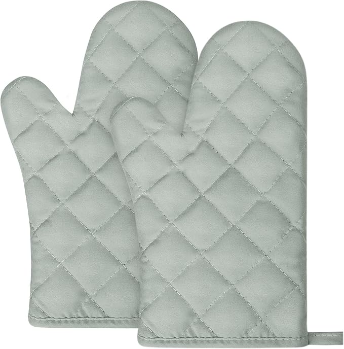 AUAUY Grey Oven Mitts, 1 Pair Kitchen Mittens, 392F Heat Resistant Non-Slip by AUAUY