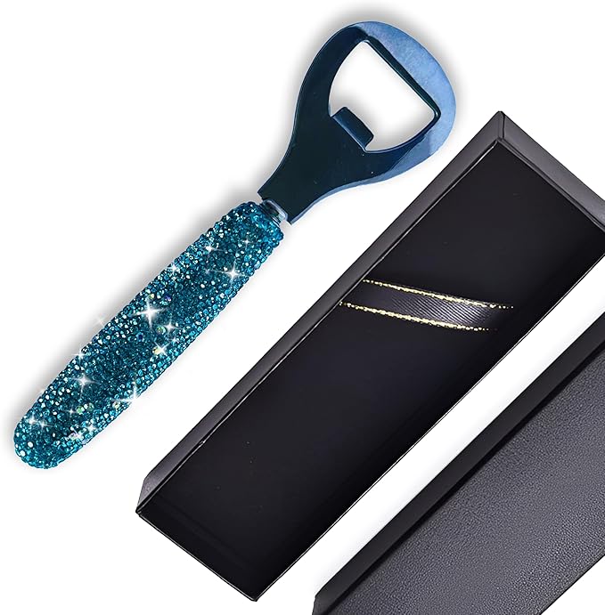 Handcrafted Blue Crystal Bling Beer Opener – Sparkle Diamond Bottle Openers - Image 5