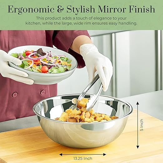 OCS Parts 8 Quart Mixing Bowl | 13.25-Inch Stainless Steel Professional Grade - Image 4