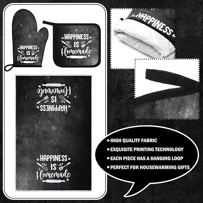Leinuosen 8 Pcs Kitchen Towels and Oven Mitts Sets Pot Holders Dishcloths Set - Image 5