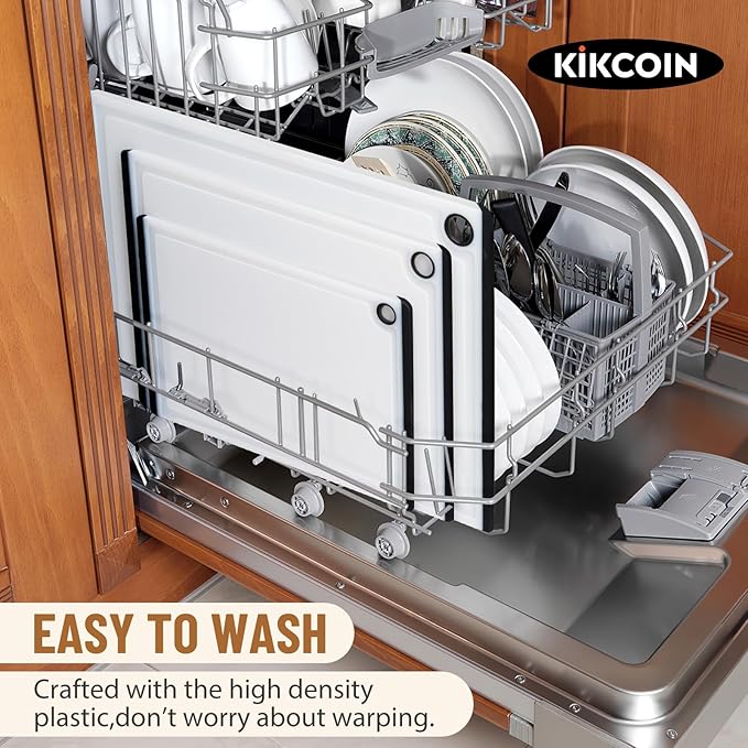 Kikcoin Plastic Cutting Boards for Kitchen, 3-Piece Large Cutting Board Set - Image 6