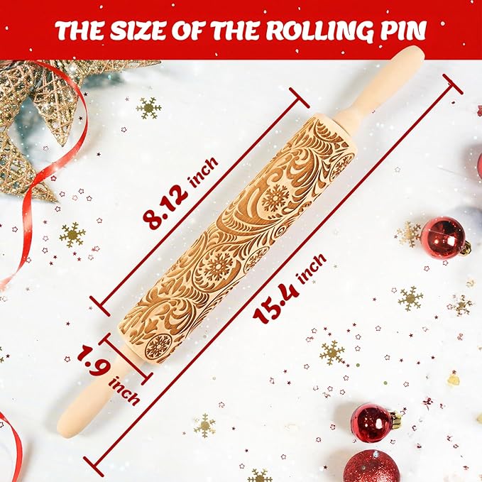Christmas Gifts Wooden Embossed Rolling Pin - Image 5